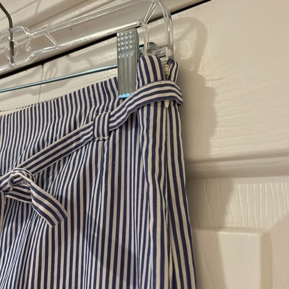 J. Crew Seersucker blue stripe cropped wide leg pants Sz 6 - Picture 10 of 10